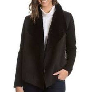 CHELCEA & THEODORE Faux Suede fur Drapey Cardigan